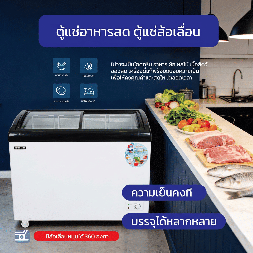 ตู้แช่แข็งฝากระจก SONAR รุ่น SD-278G ขนาด 278 ลิตร 10 คิว สีขาว_3
